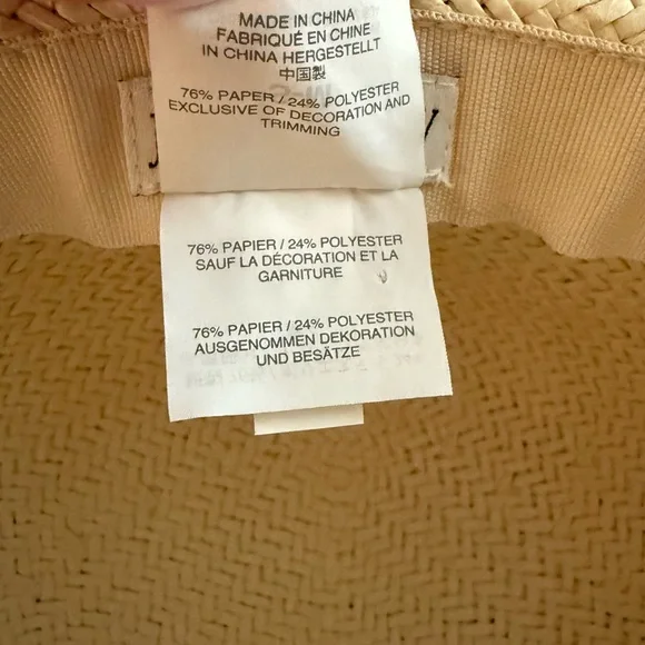 J. Crew Tan and Black Fringed Sun Hat